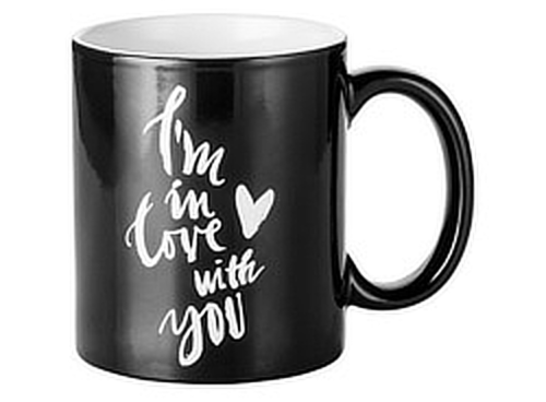 "2 MUGS MAGIQUES NOIRS I'M IN LOVE WITH YOU" - (33 CL)