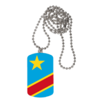 BIJOUX, collier médaillon rectangle: "DRAPEAU CONGO KINSHASA FLAG, v2"