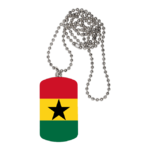 BIJOUX, collier médaillon rectangle: "DRAPEAU GHANA"