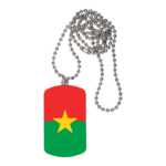 BIJOUX, pendentif avec médaillon rectangle: "DRAPEAU BURKINA-FASO"