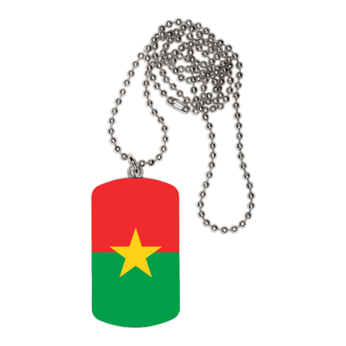 BIJOUX, pendentif avec médaillon rectangle: "DRAPEAU BURKINA-FASO"