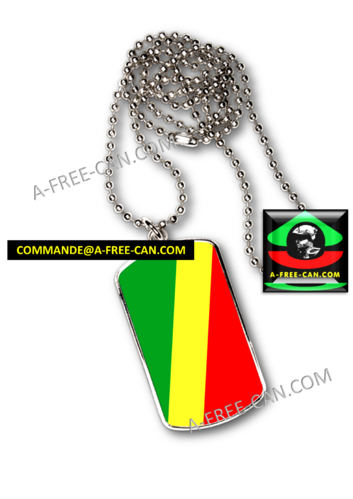 BIJOUX, Pendentif avec médaille rectangle cr: "DRAPEAU CONGO MFOA FLAG, rmcr1" by A-FREE-CAN.COM