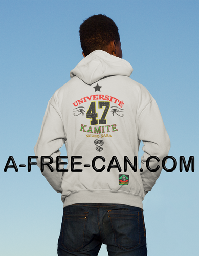 "UNIVERSITÉ KAMITE NGUZO SABA 47" by A-FREE-CAN .COM - (Sweatshirt à Capuche pour Hommes)
