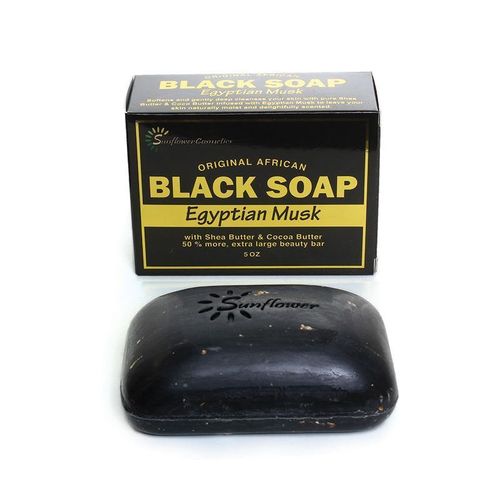 Savon, avec Karité et Cacao: EGYPTIAN MUSK BLACK SOAP (4¼ oz) par Sunflower Cosmetics
