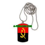 BIJOUX, Pendentif avec médaille rectangle cr: "DRAPEAU ANGOLA FLAG, rmcr1" by A-FREE-CAN.COM